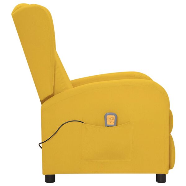 vidaXL Fauteuil de massage Jaune Tissu