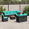 vidaXL Salon de jardin 9 pcs avec coussins noir r&eacute;sine tress&eacute;e