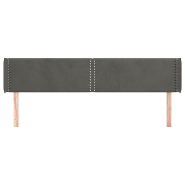 vidaXL T&ecirc;te de lit avec oreilles Gris fonc&eacute; 163x16x78/88 cm Velours