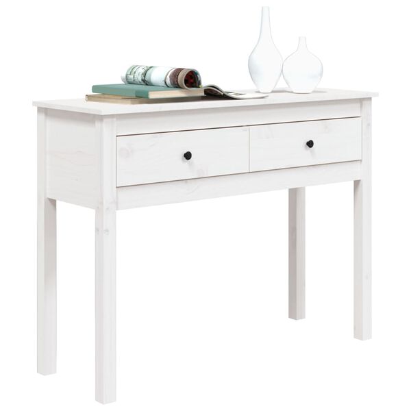 vidaXL Table console Blanc 100x35x75 cm Bois massif de pin