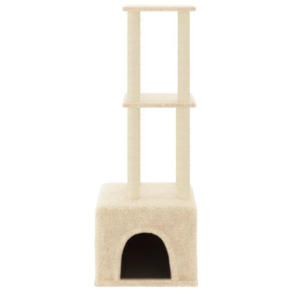 vidaXL Arbre &agrave; chat avec griffoirs en sisal Cr&egrave;me 133,5 cm