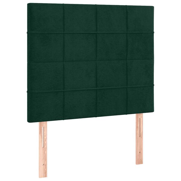 vidaXL T&ecirc;te de lit &agrave; LED Vert fonc&eacute; 80x5x118/128 cm Velours