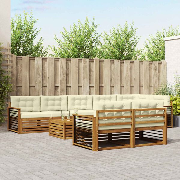 vidaXL Ensemble de canap&eacute;s d'ext&eacute;rieur 9 pcs Naturel et Cr&egrave;me