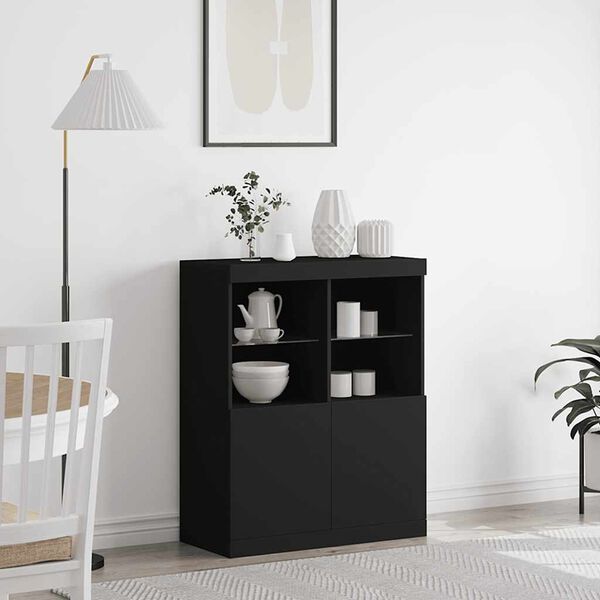 vidaXL Buffet noir 81x37x100 cm bois d'ing&eacute;nierie