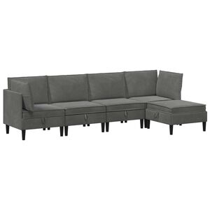 vidaXL Ensemble de meubles pour le salon 5 pc Gris fonc&eacute; Velours