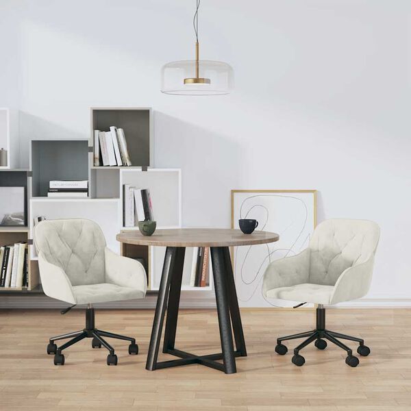 vidaXL Chaises pivotantes &agrave; manger lot de 2 Cr&egrave;me Velours