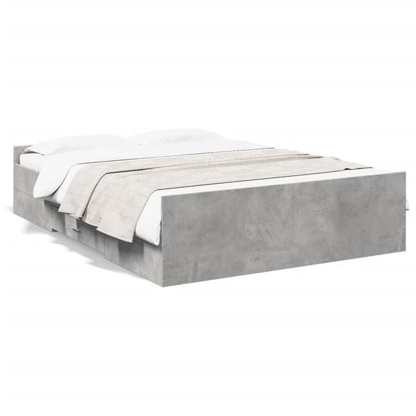 vidaXL Cadre de lit avec tiroirs sans matelas gris b&eacute;ton 120x200 cm