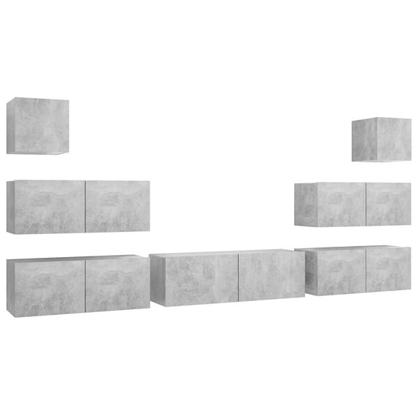 vidaXL Ensemble de meubles TV 7 pcs Gris b&eacute;ton Bois d'ing&eacute;nierie