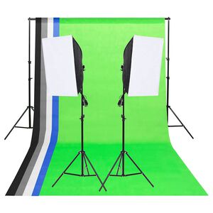 vidaXL Kit d'&eacute;clairage studio avec toiles de fond et bo&icirc;tes &agrave; lumi&egrave;re