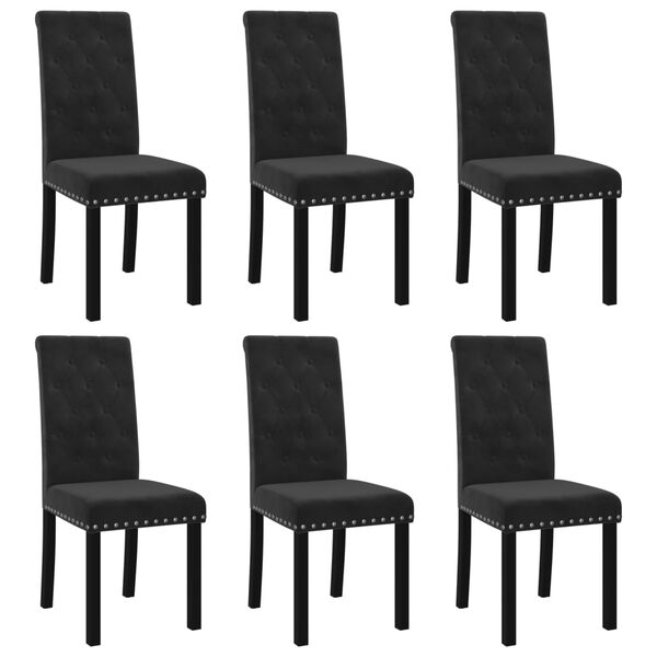 vidaXL Chaises &agrave; manger lot de 6 noir velours
