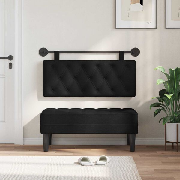 vidaXL T&ecirc;te de lit suspendue Montage mural Noir 110 x 55 x 7 cm tissu