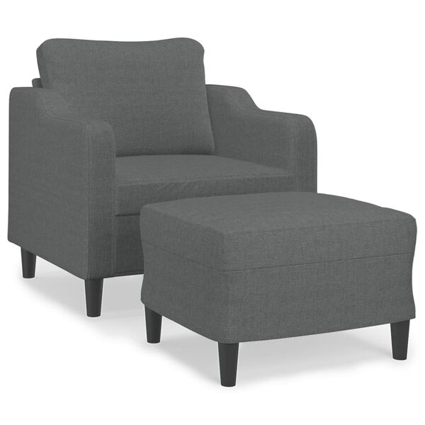 vidaXL Fauteuil avec repose-pied Gris fonc&eacute; 60 cm Tissu