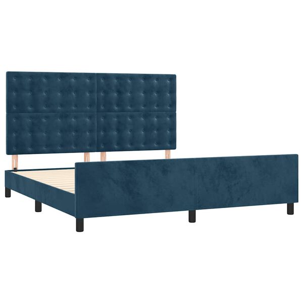 vidaXL Cadre de lit sans matelas bleu fonc&eacute; 160x200 cm velours