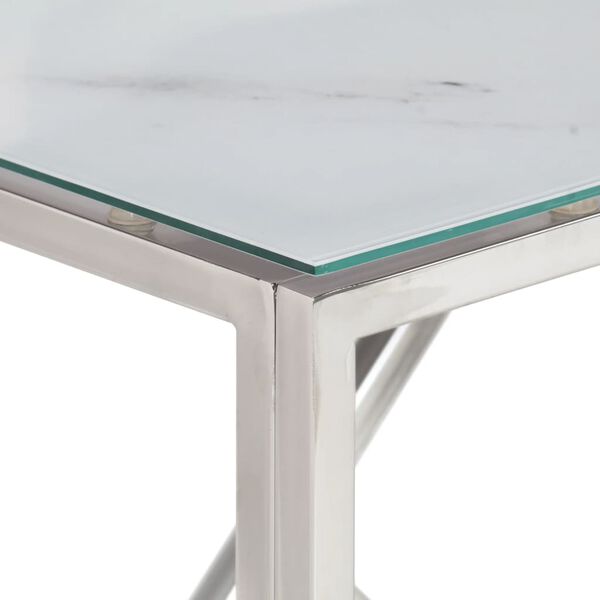 vidaXL Table console argent&eacute; acier inoxydable et verre tremp&eacute;