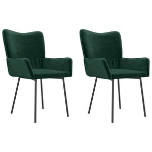 vidaXL Chaises &agrave; manger lot de 2 Vert fonc&eacute; Velours