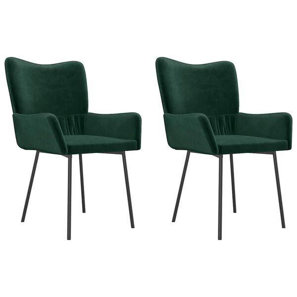 vidaXL Chaises &agrave; manger lot de 2 Vert fonc&eacute; Velours