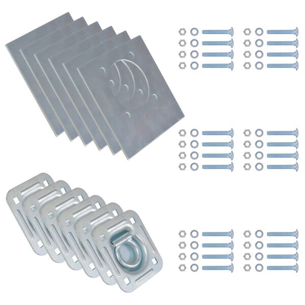 vidaXL Anneau d'arrimage pour remorque 6 pcs Acier galvanis&eacute; 2000 kg