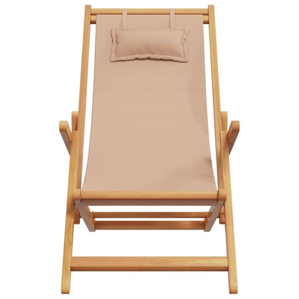 vidaXL Chaise pliable de plage taupe bois d'eucalyptus massif et tissu