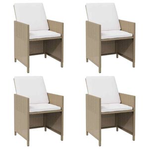 vidaXL Chaises &agrave; manger de jardin et coussins lot de 4 beige rotin
