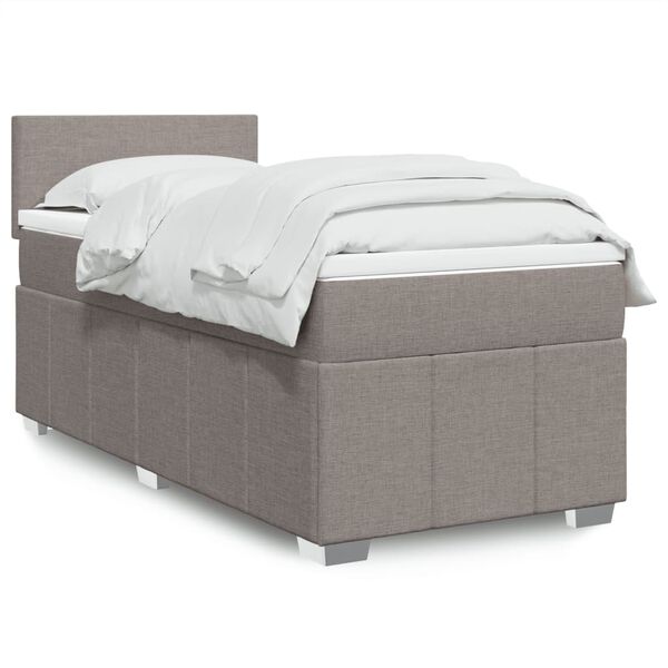 vidaXL Sommier &agrave; lattes de lit avec matelas Taupe 80x200 cm Tissu