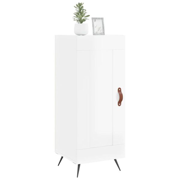 vidaXL Buffet Blanc brillant 34,5x34x90 cm Bois d'ing&eacute;nierie