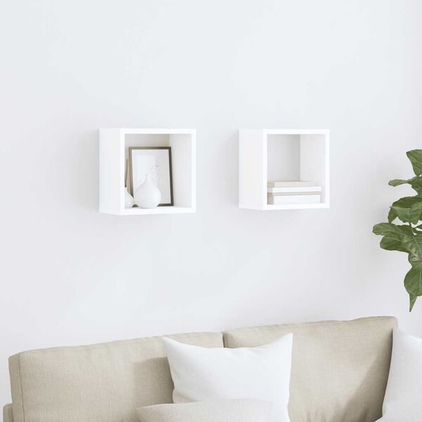 vidaXL &Eacute;tag&egrave;res cube murales 2 pcs Blanc 26x15x26 cm
