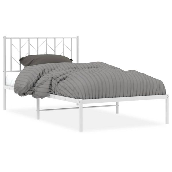 vidaXL Cadre de lit m&eacute;tal sans matelas et t&ecirc;te de lit blanc 100x200 cm