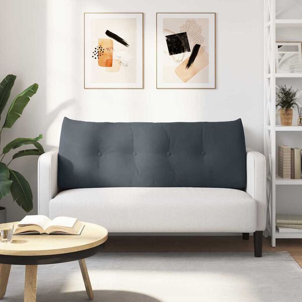 vidaXL Coussin de Dos Gris fonc&eacute; 120 x 24 x 50 cm Velours