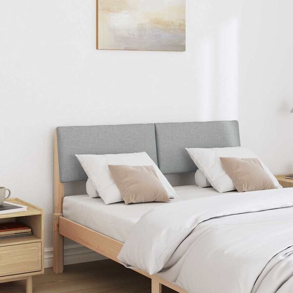 vidaXL T&ecirc;te de lit capitonn&eacute;e Gris clair 120 cm Pin massif