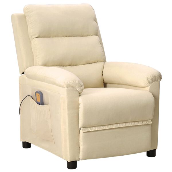 vidaXL Fauteuil de massage Cr&egrave;me Tissu