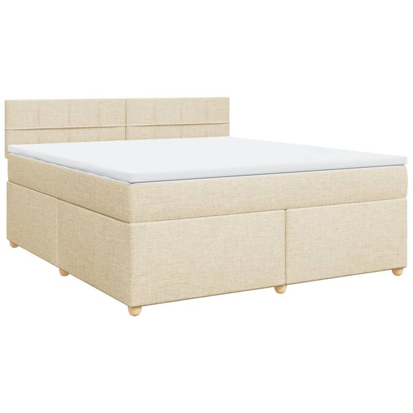 vidaXL Sommier &agrave; lattes de lit avec matelas Cr&egrave;me 180x200 cm Tissu