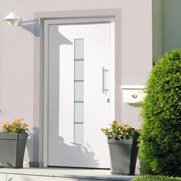 vidaXL Porte d'entr&eacute;e Aluminium et PVC Blanc 110x210 cm