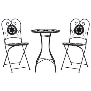 vidaXL Ensemble de bistro mosa&iuml;que noir et blanc fer et c&eacute;ramique