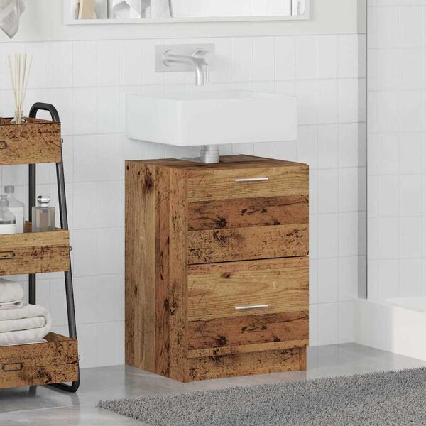 vidaXL Cabinet de salle de bain avec porte Bois Ancien 40 x 37 x 59 cm