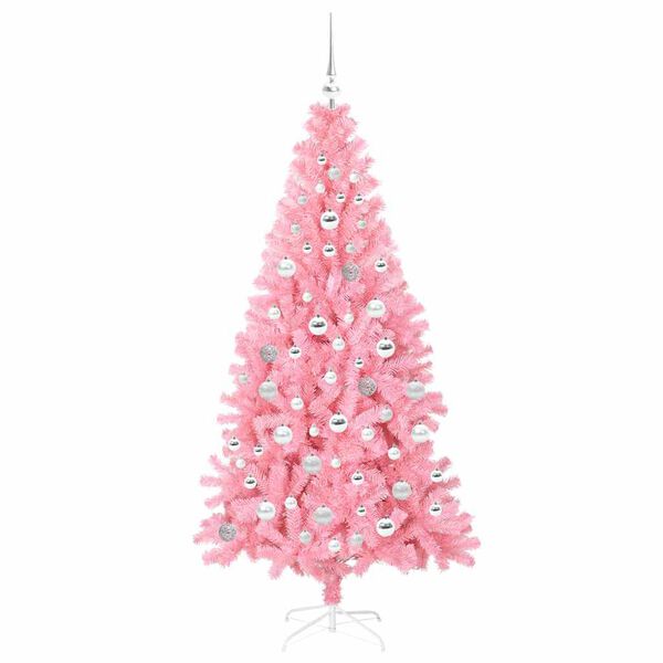 vidaXL Sapin de No&euml;l avec 300 LED avec support Rose 180 cm PVC