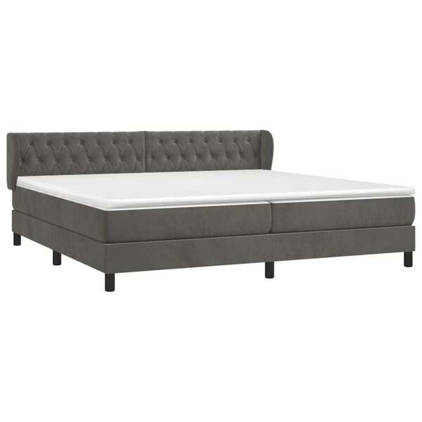 vidaXL Sommier &agrave; lattes de lit et matelas Gris fonc&eacute; 200x200cm Velours