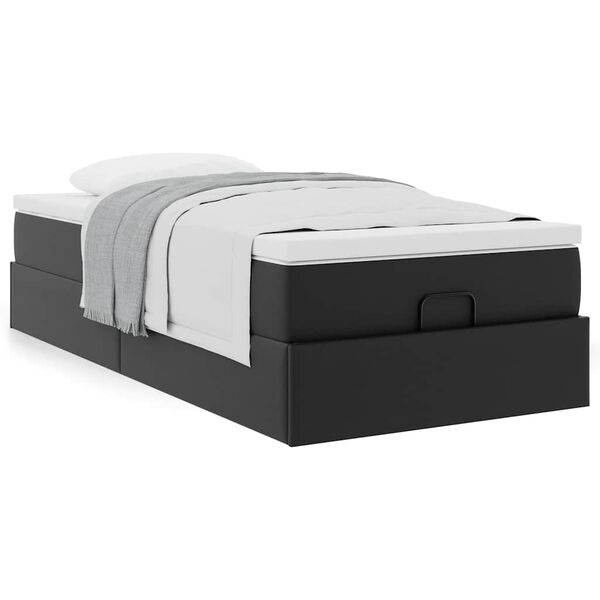vidaXL Cadre de lit ottoman avec matelas noir 80x200 cm similicuir