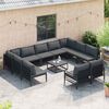 vidaXL Ensemble de canap&eacute; de jardin avec coussin 12 pcs Noir Acier