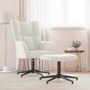 vidaXL Chaise de relaxation avec tabouret Blanc crème Velours