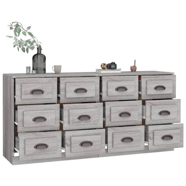 vidaXL Buffets 2 pcs sonoma gris bois d'ingénierie