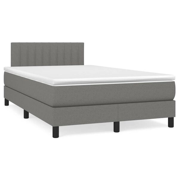 vidaXL Sommier &agrave; lattes de lit avec matelas gris fonc&eacute; 120x190cm tissu