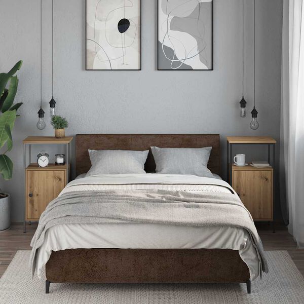 vidaXL Tables de chevet 2 pcs ch&ecirc;ne artisanal bois d'ing&eacute;nierie