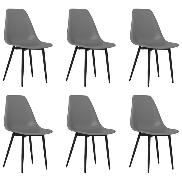 vidaXL Chaises &agrave; manger lot de 6 gris PP