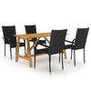 vidaXL Ensemble &agrave; manger de jardin 5 pcs Noir