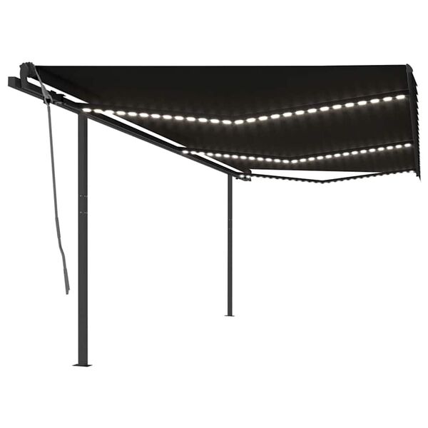 vidaXL Auvent automatique capteur de vent/LED 6x3 m Anthracite