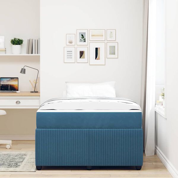 vidaXL Cadre de lit avec matelas Bleu 120 x 190 cm tissu