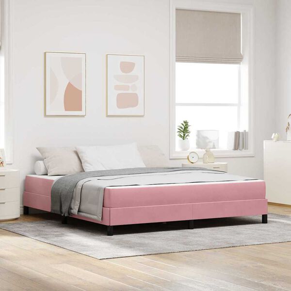 vidaXL Lit &agrave; ressorts avec matelas Rose 180 x 210 cm tissu