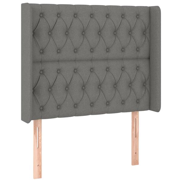 vidaXL Tête de lit avec oreilles Gris foncé 103x16x118/128 cm Tissu