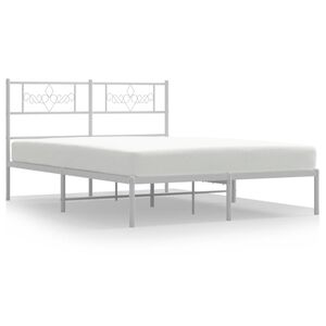 vidaXL Cadre de lit m&eacute;tal sans matelas et t&ecirc;te de lit blanc 120x190 cm