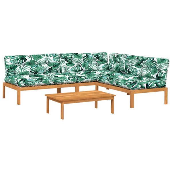 vidaXL Salon palette de jardin avec coussins 4pcs bois d'acacia massif